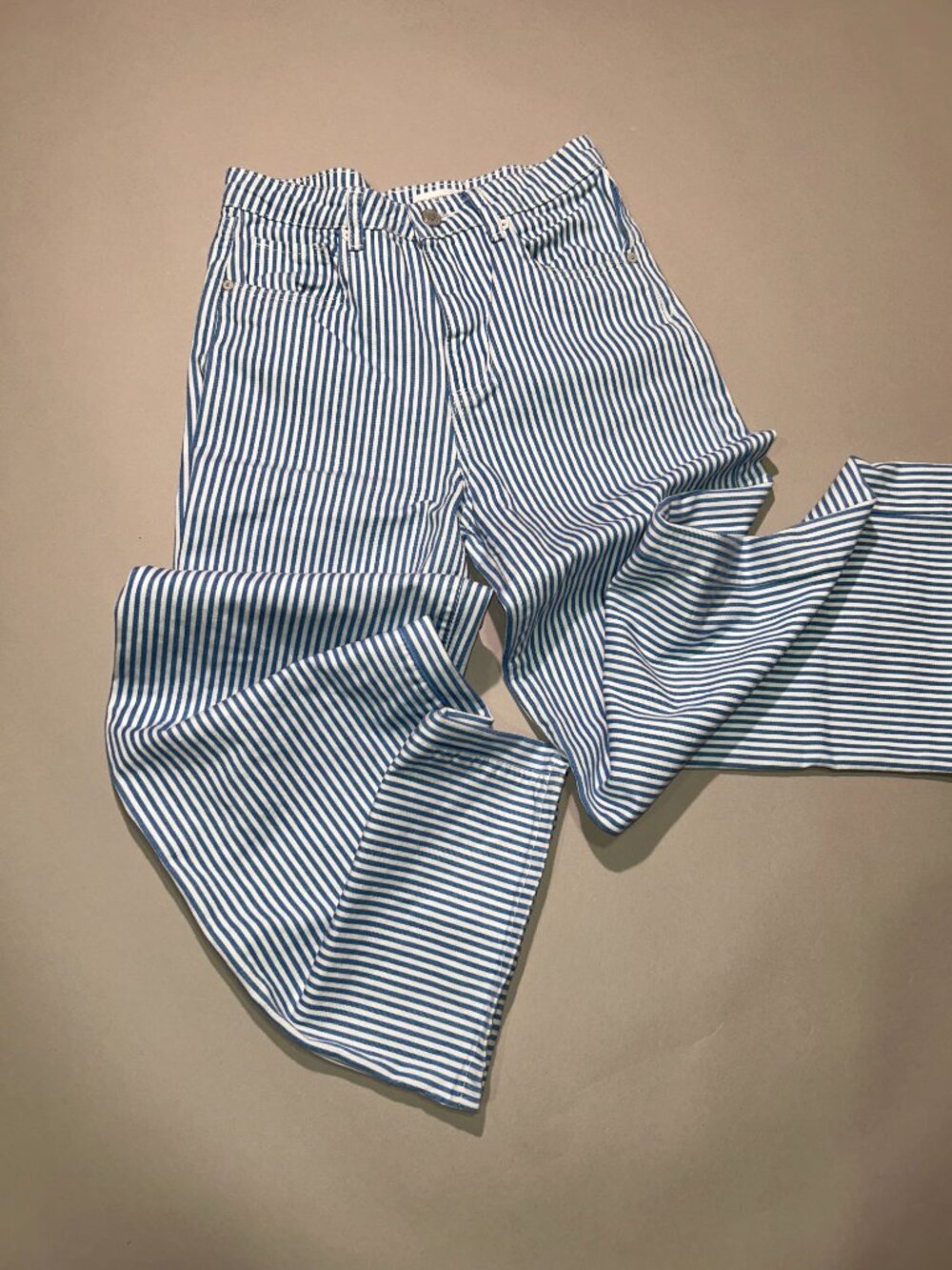 Blank NYC High-Waist Striped Wide Leg Denim Pants
